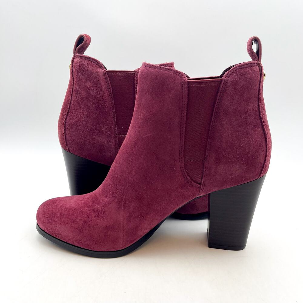 MICHAEL KORS Womens Evaline Booties Size 8.5M Mulberry Red Suede Heeled NWOB - Picture 6 of 14